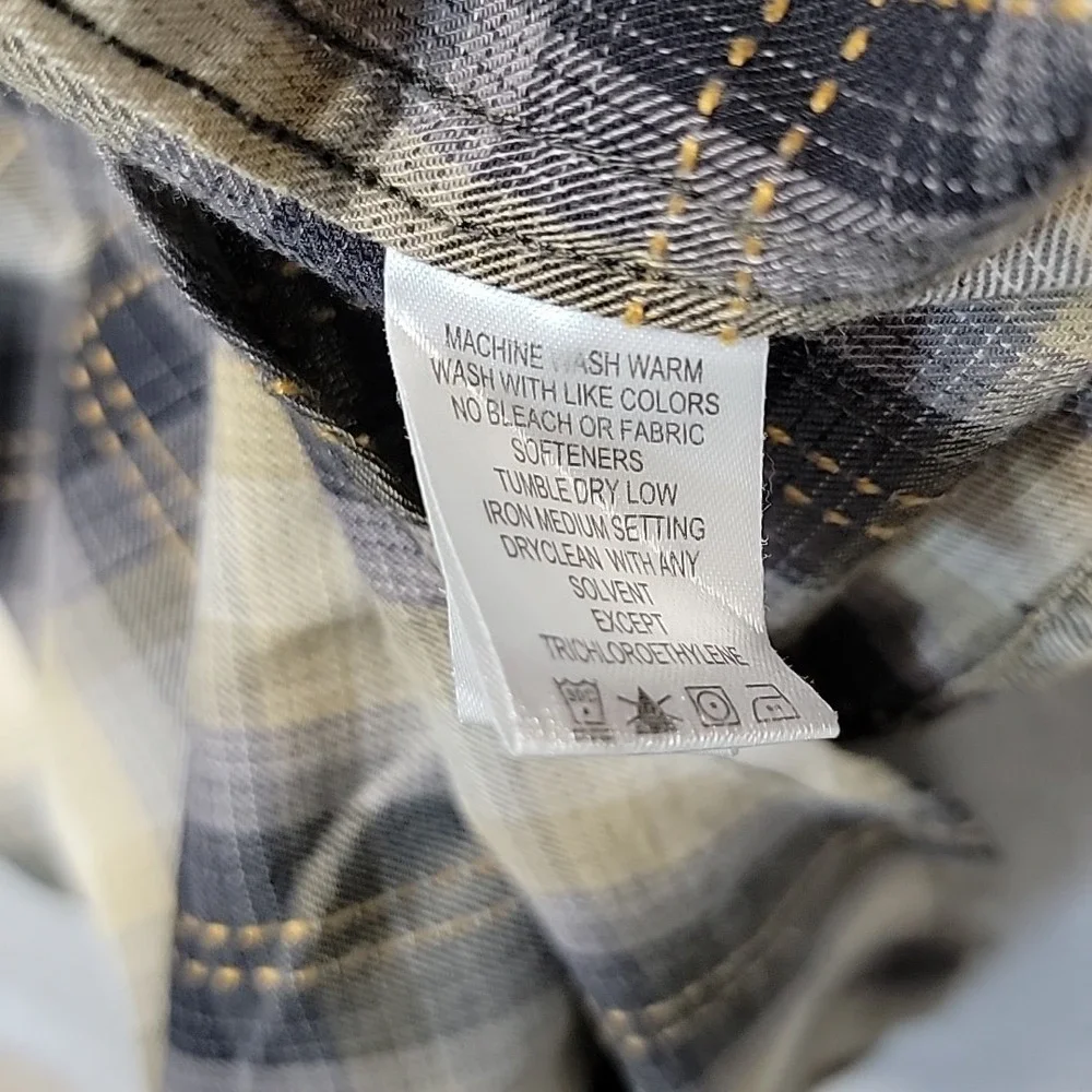 ExOfficio Travel Wear Shirt Mens Large Tan Plaid Long Sleeve Fishing Hiking